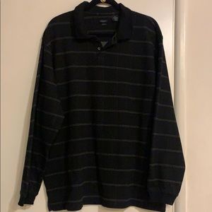 Van Huesen Long Sleeve Polo Black Plaid XXL